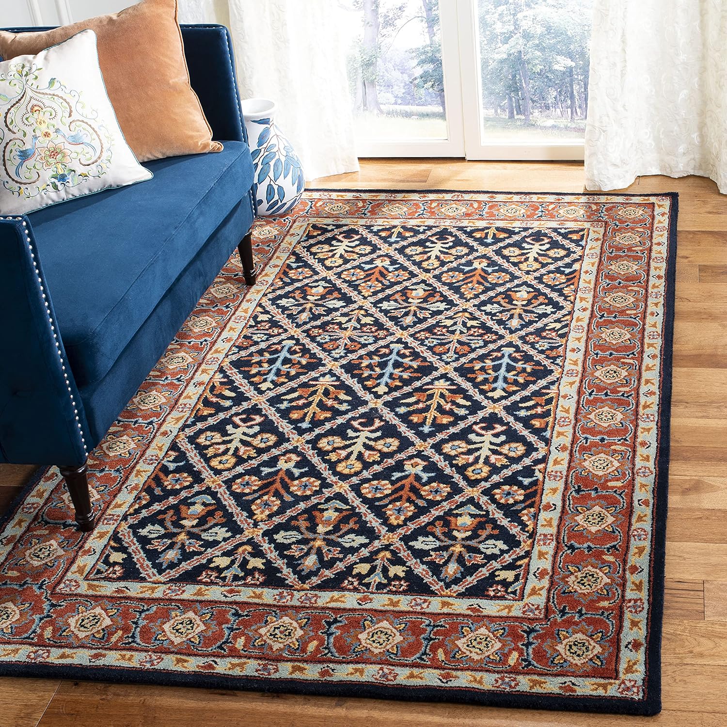 Classic Persian Lattice Hand Tufted Wool Area Rug