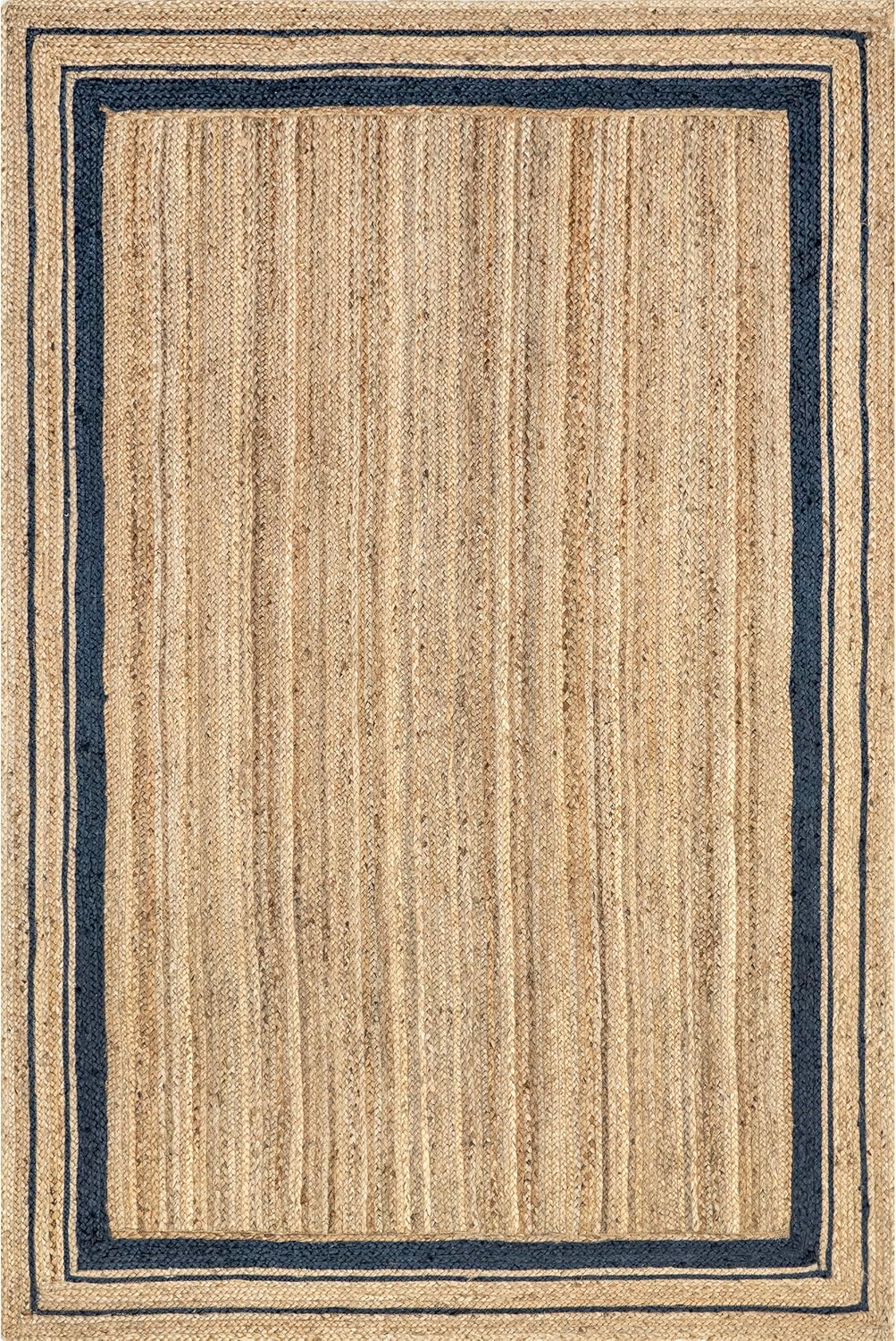 Blue & Natural Concentric Border Jute Carpet