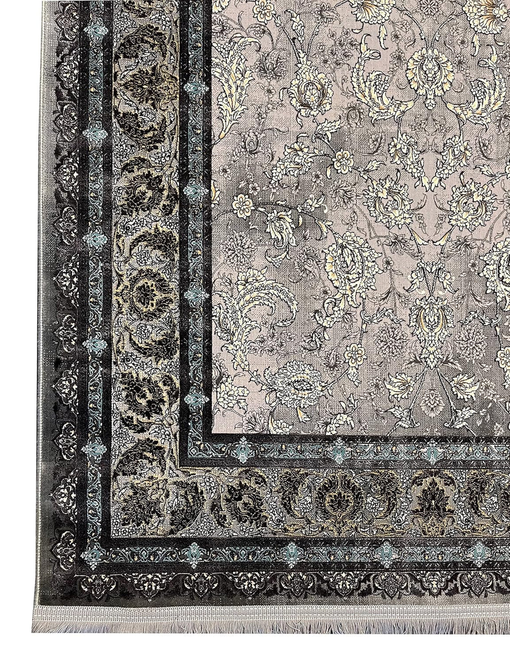 Modern Irani Grey Carpet with Minimal Border Design Look