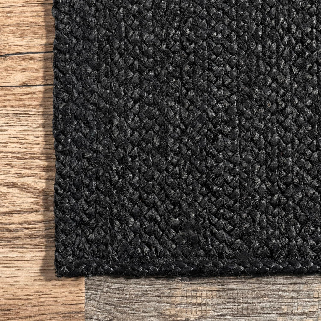 Black Braided Jute Rug
