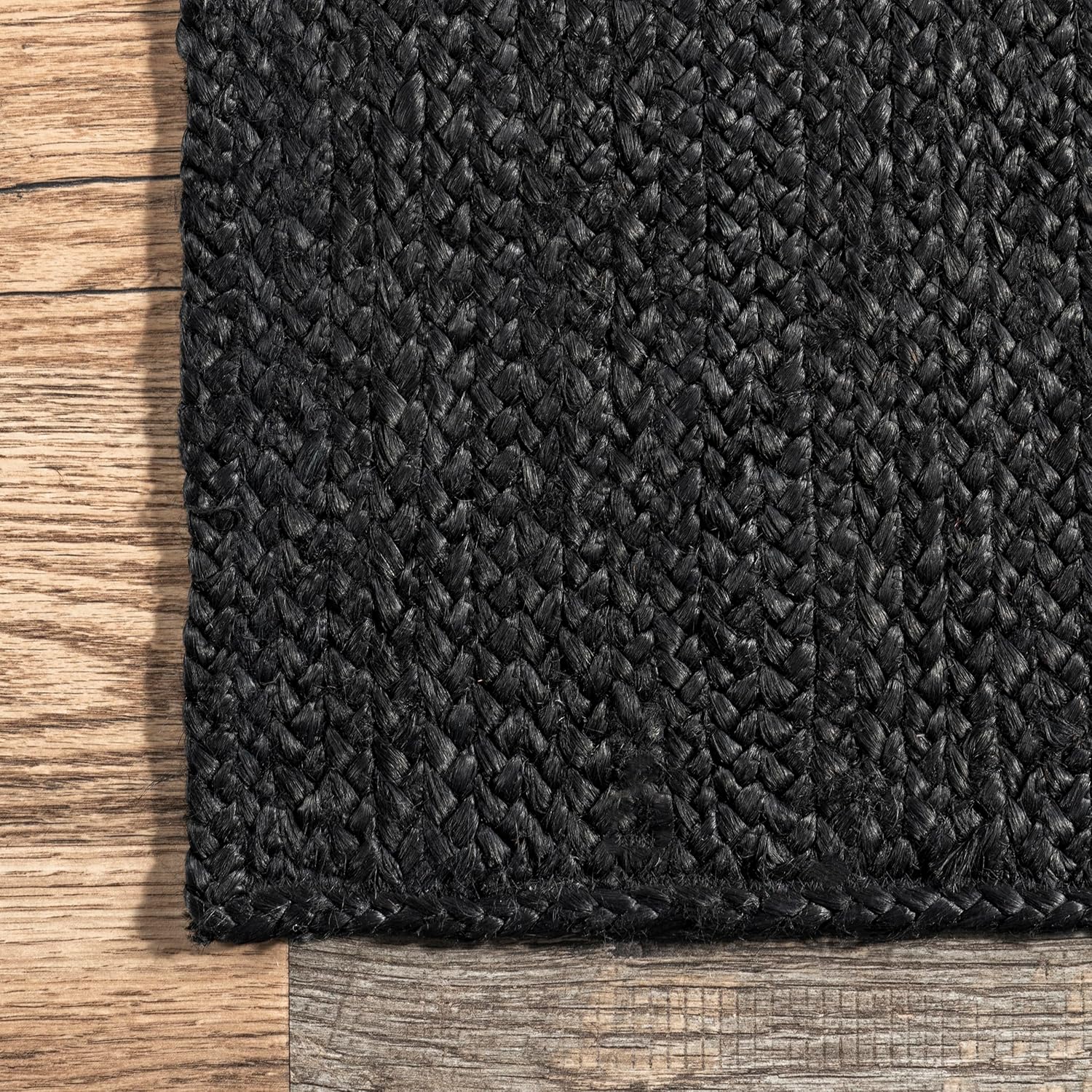 Black Braided Jute Rug