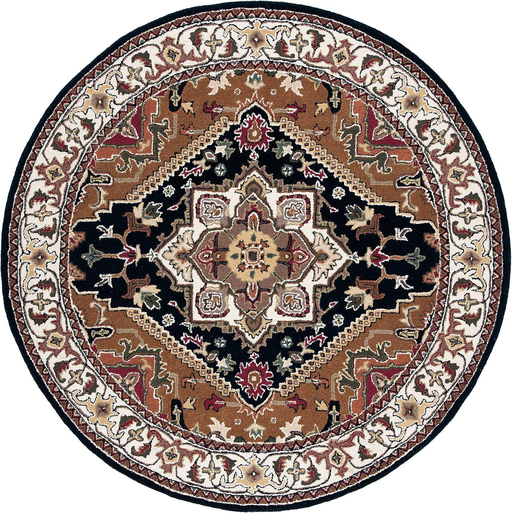 Export Quality Handmade Woollen Round Carpet – Timeless Floral Elegance