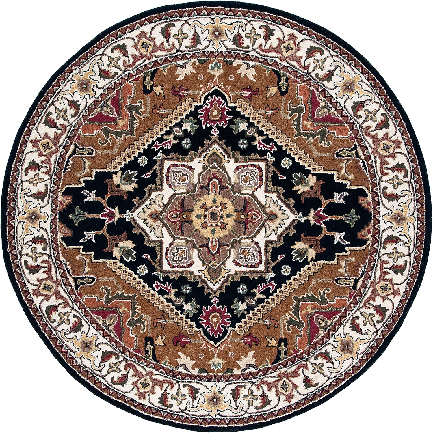 Export Quality Handmade Woollen Round Carpet – Timeless Floral Elegance