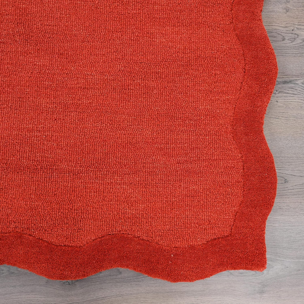 Premium Sunset Orange Scalloped Area Rug