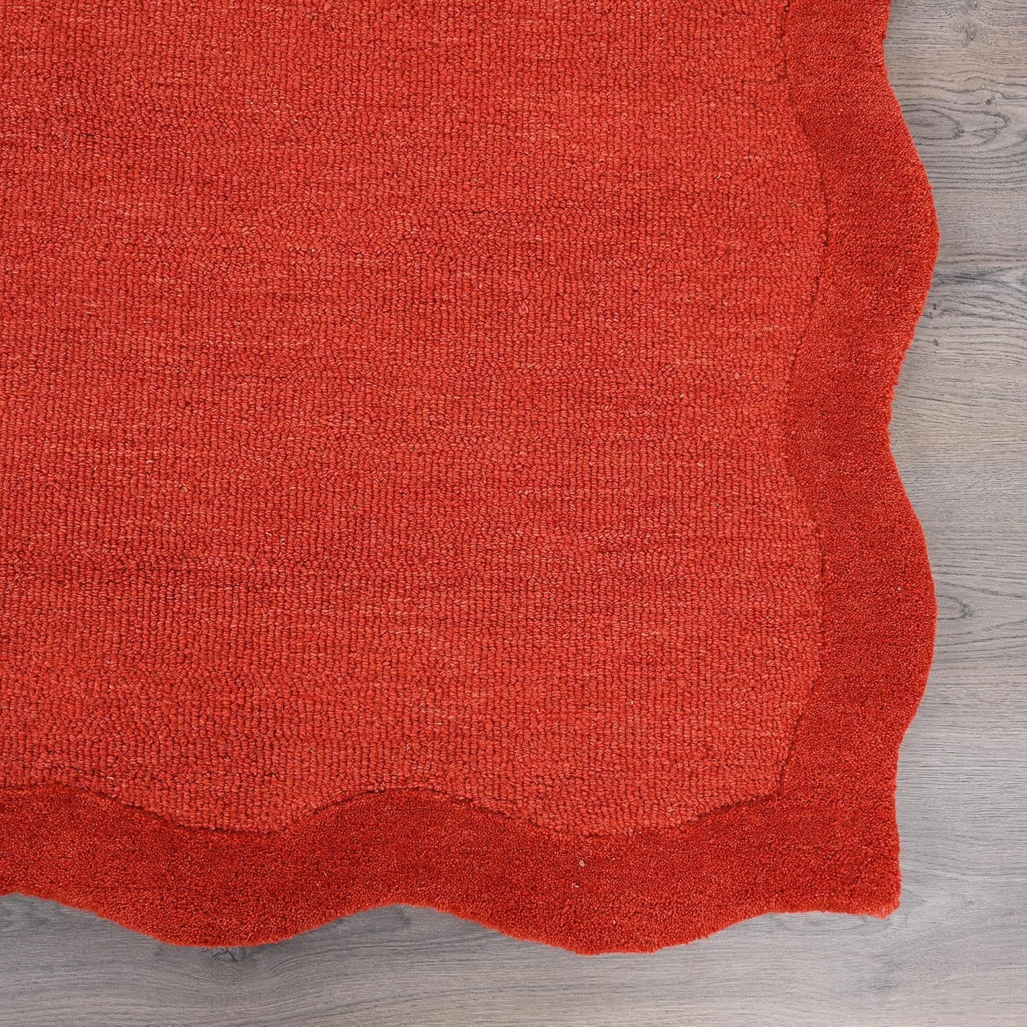 Premium Sunset Orange Scalloped Area Rug