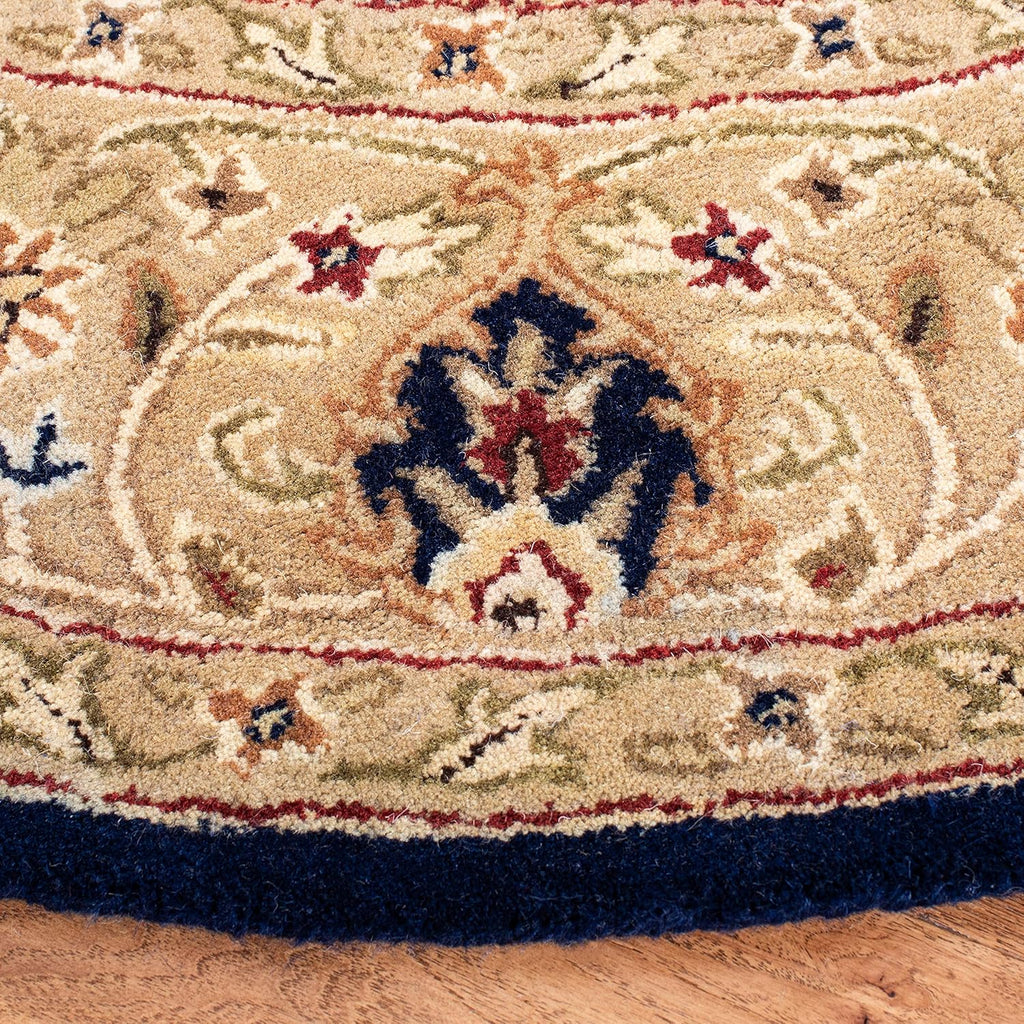 Export Quality Handmade Woollen Round Carpet – Timeless Floral Elegance