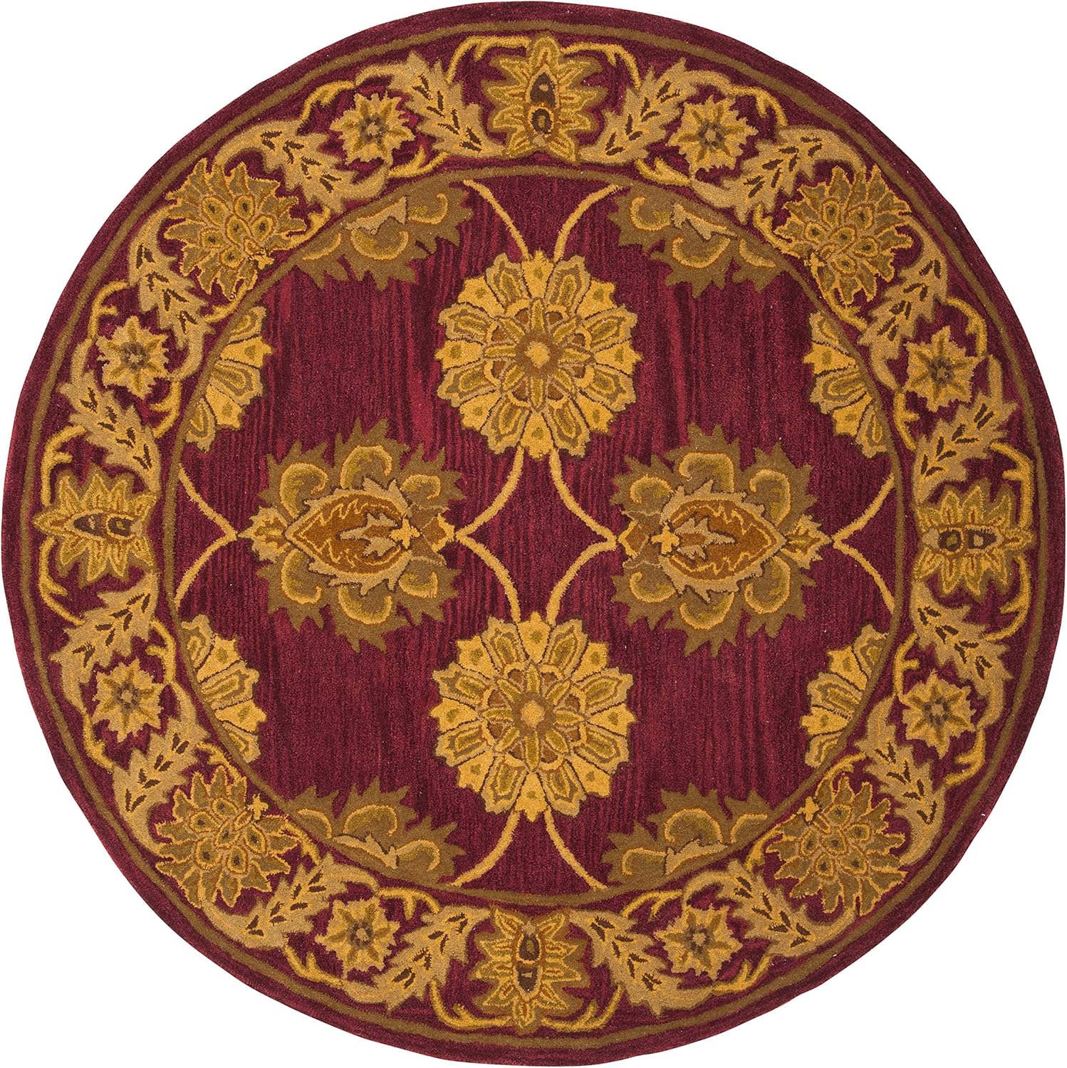 Export Quality Handmade Woollen Round Carpet – Timeless Floral Elegance