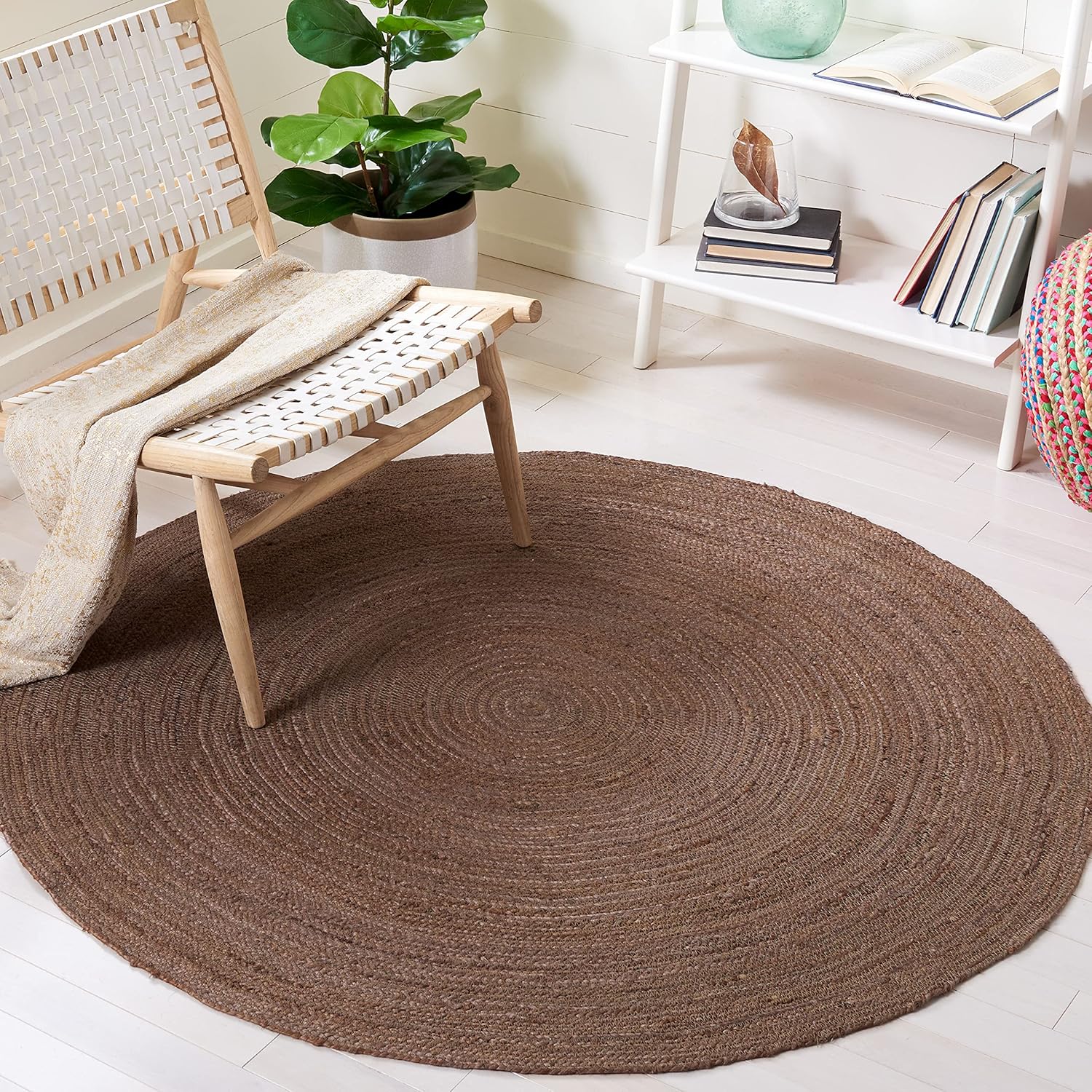 Solid Brown Jute Rug