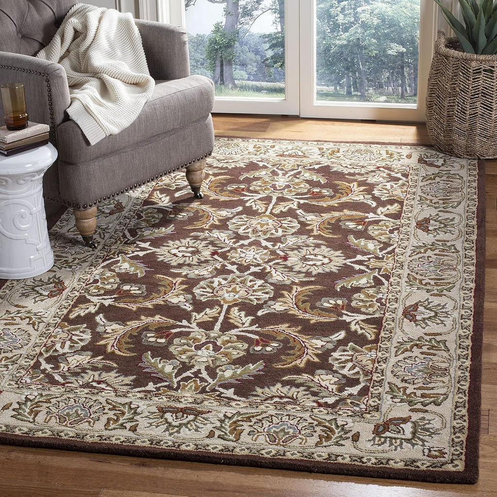 Dark brown flower rug