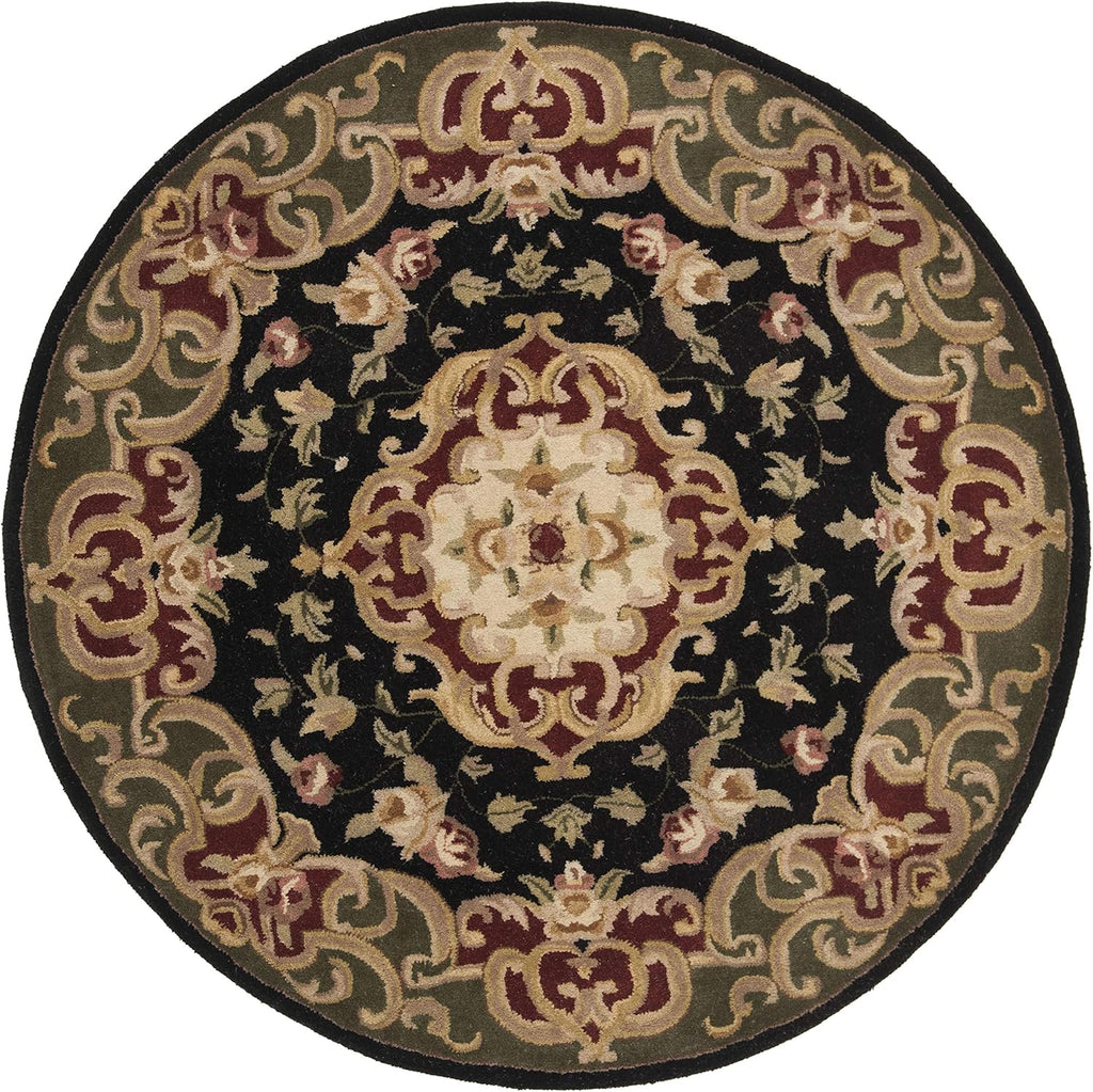 Export Quality Handmade Woollen Round Carpet – Timeless Floral Elegance