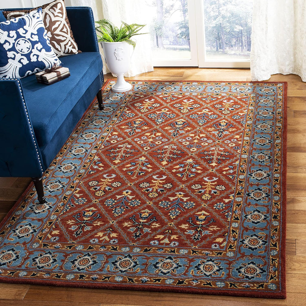 Rust Persian Diamond Trellis Hand Tufted Wool Area Rug