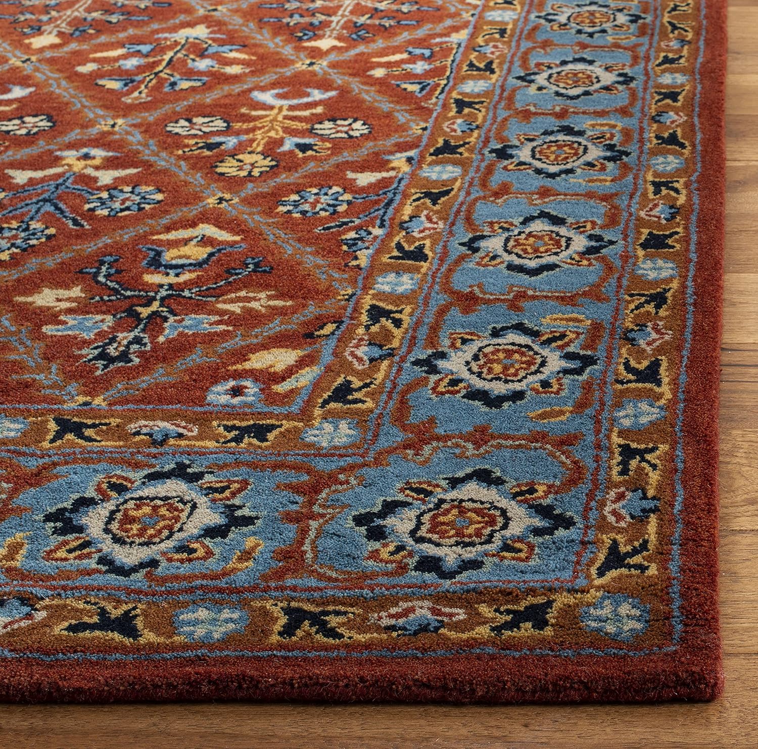 Rust Persian Diamond Trellis Hand Tufted Wool Area Rug