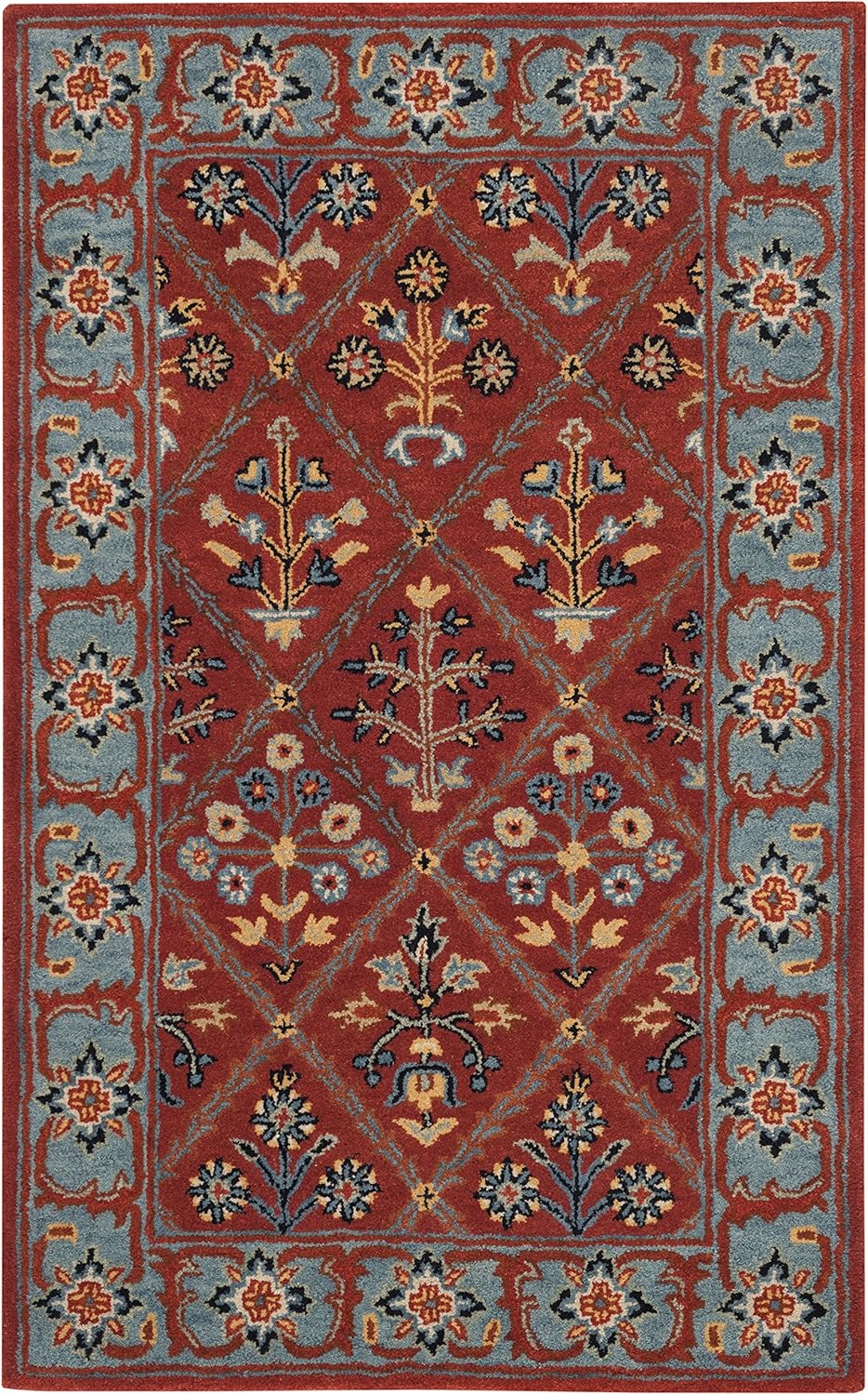 Rust Persian Diamond Trellis Hand Tufted Wool Area Rug