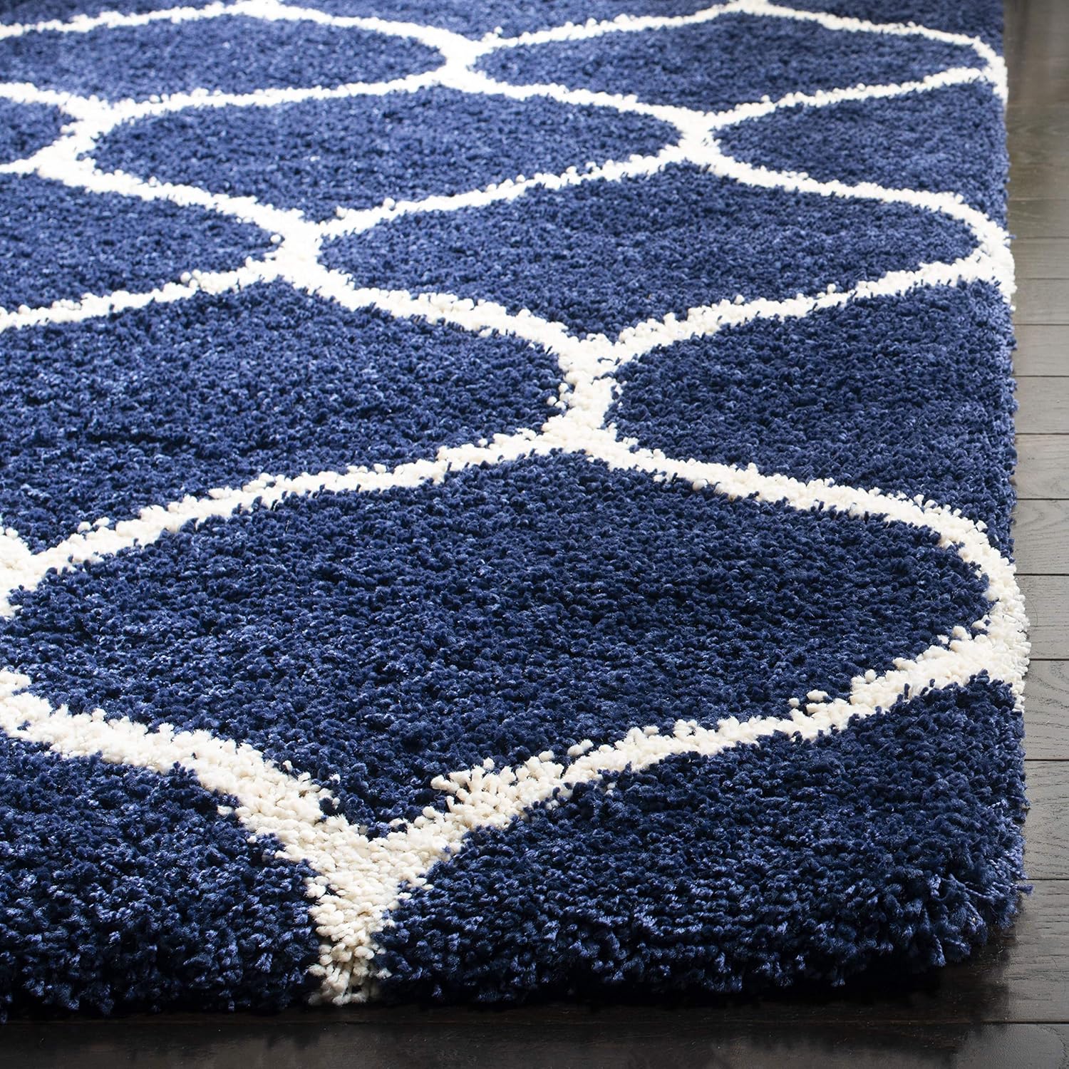 Ultra Soft Navy Trellis Carpet & Rug