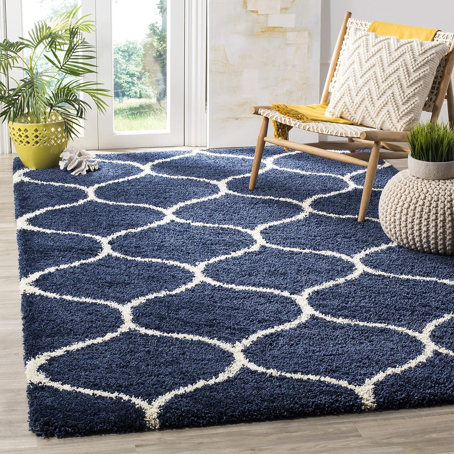 Ultra Soft Navy Trellis Carpet & Rug