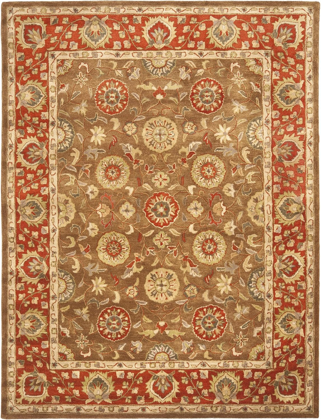 Olive Green Flower  Rug