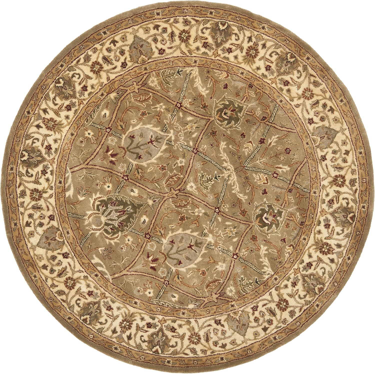 Export Quality Handmade Woollen Round Carpet – Timeless Floral Elegance