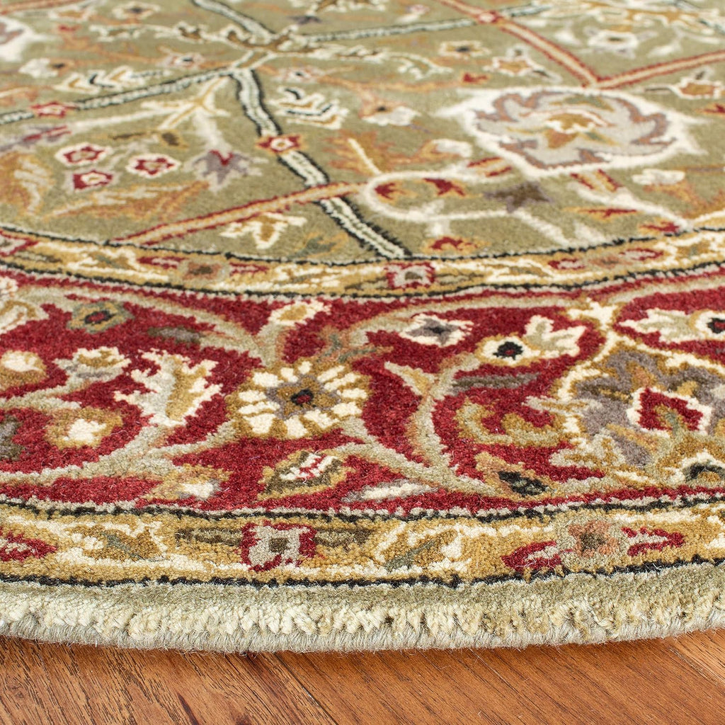 Export Quality Handmade Woollen Round Carpet – Timeless Floral Elegance