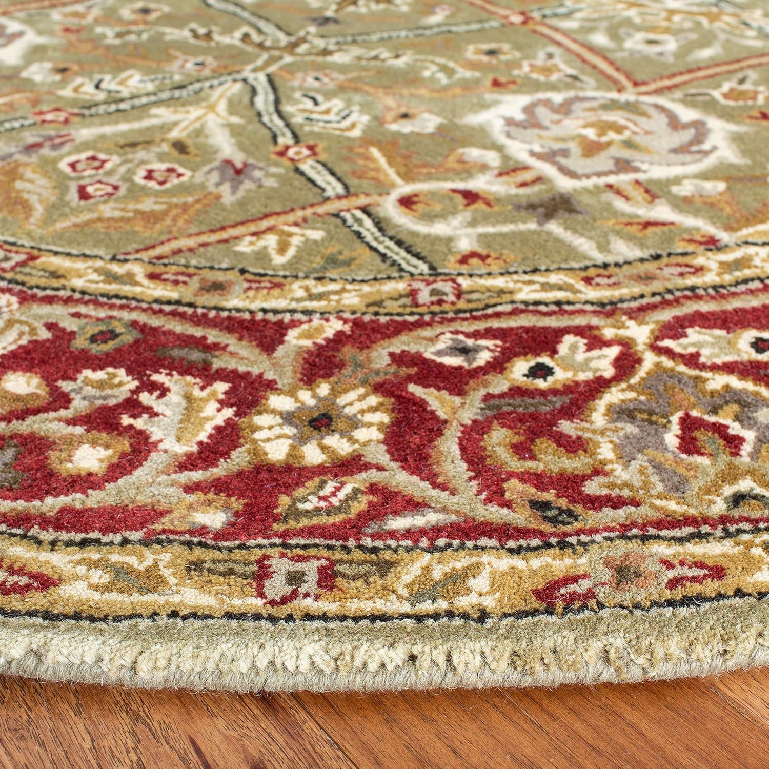 Export Quality Handmade Woollen Round Carpet – Timeless Floral Elegance