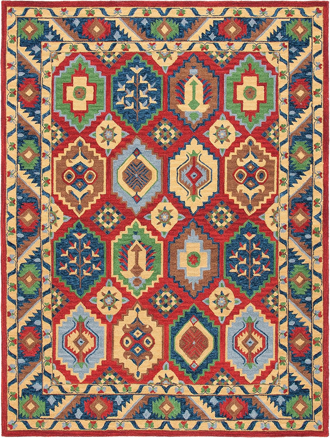 Multicolor Geometric Border Persian Carpet