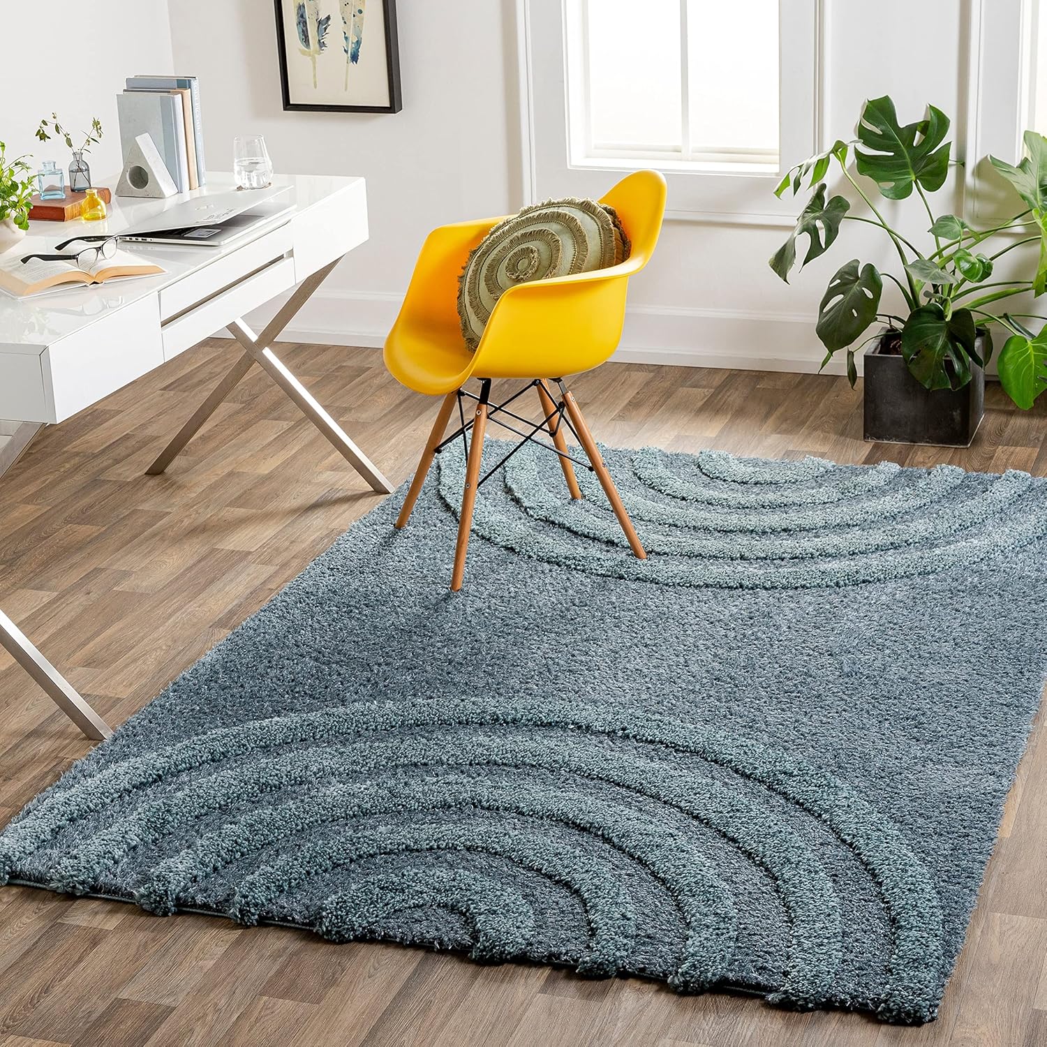 Contemporary Curve Blue Carpet & Rug