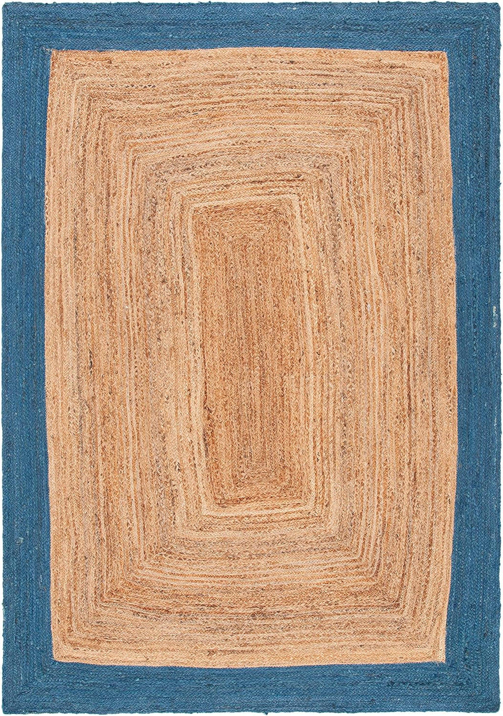 Contemporary Blue Border Jute Rug