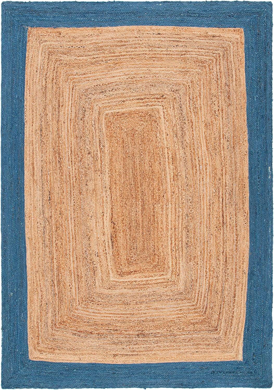 Contemporary Blue Border Jute Rug