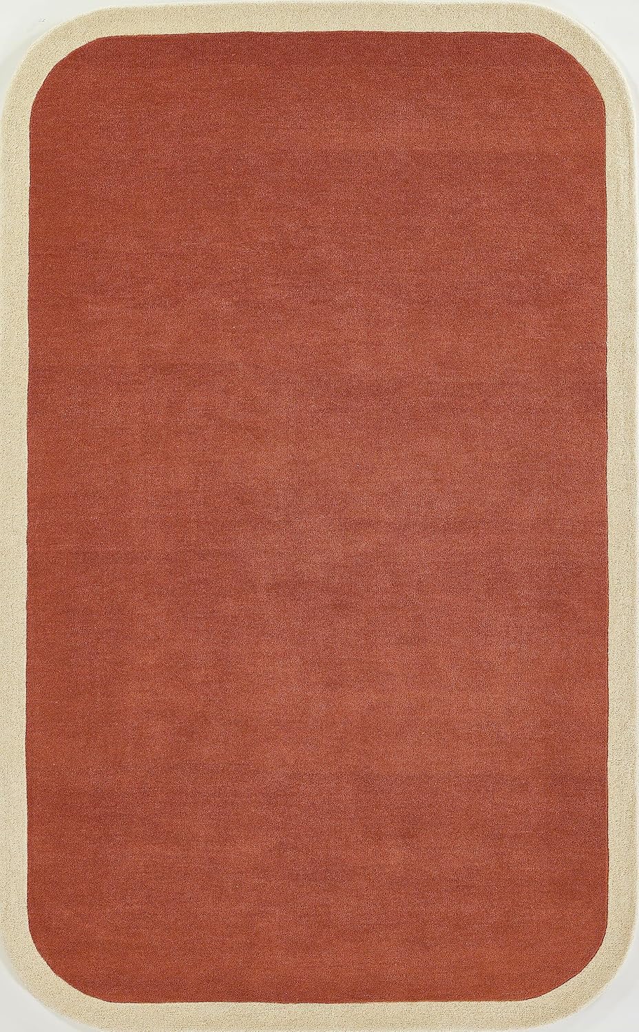 Warm terracotta center with ivory border Rug