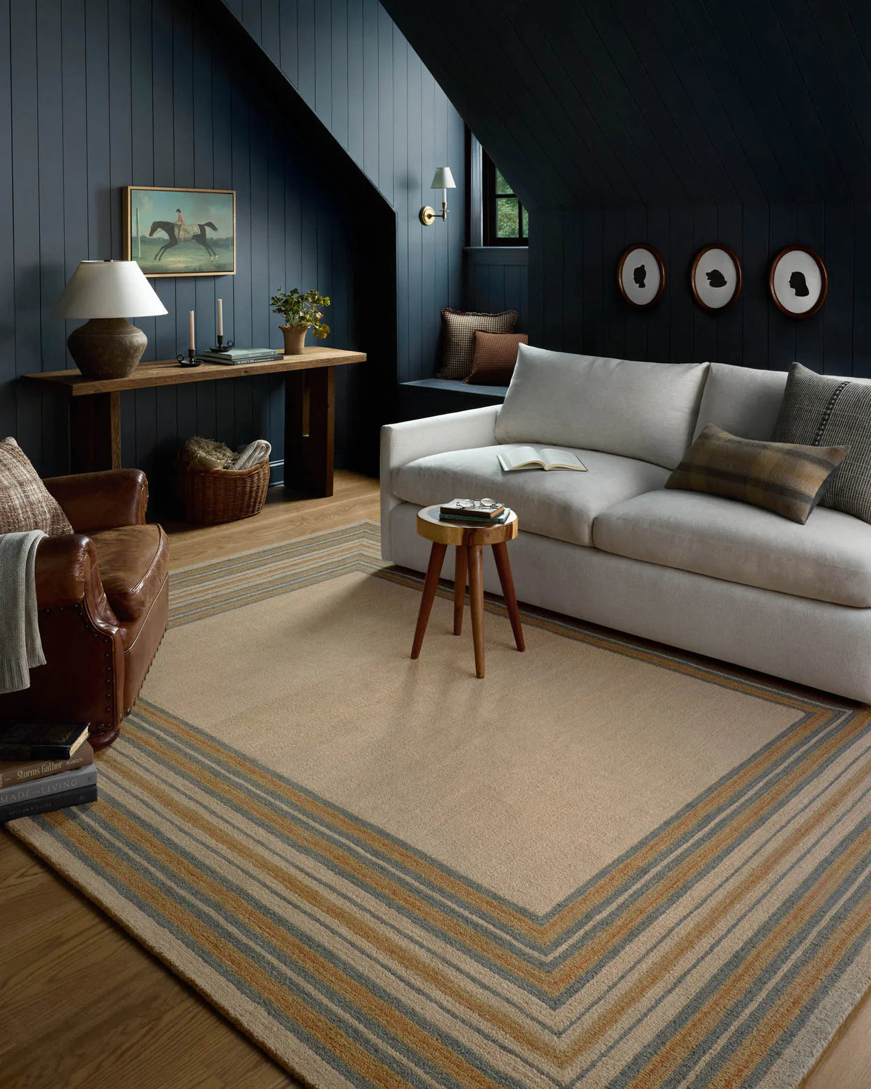 Beige Contour Line Modern Carpet