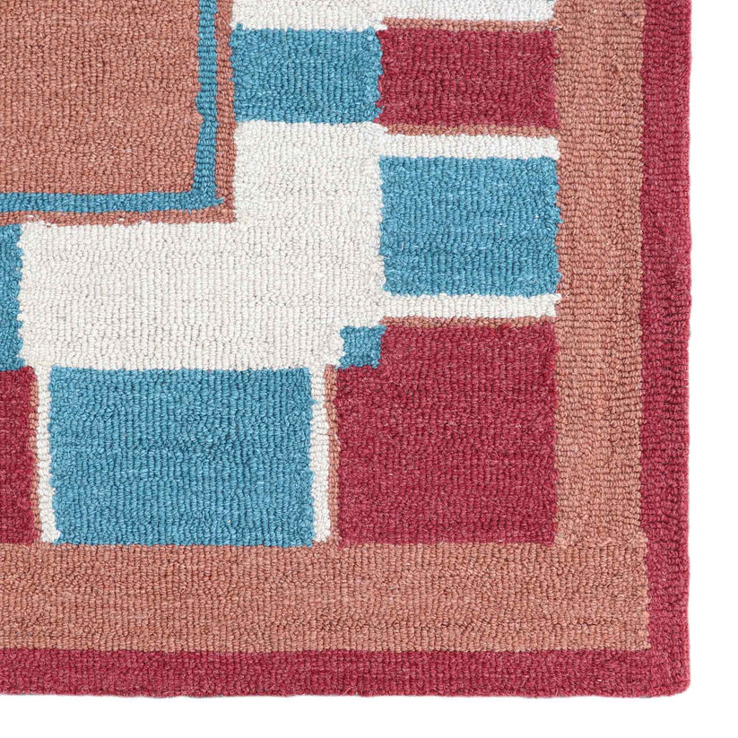 Coral Aqua Contemporary Rug