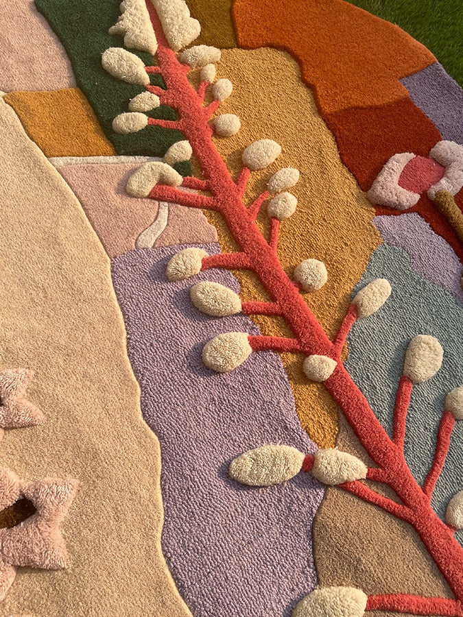 Multicolor Botanical Abstract Designer Rug