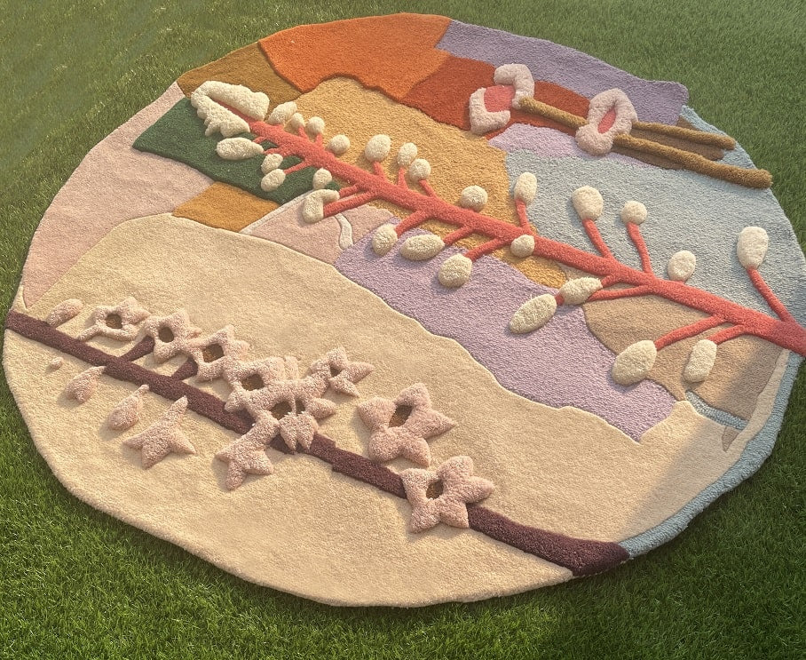 Multicolor Botanical Abstract Designer Rug