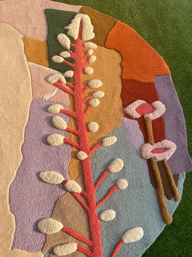 Multicolor Botanical Abstract Designer Rug