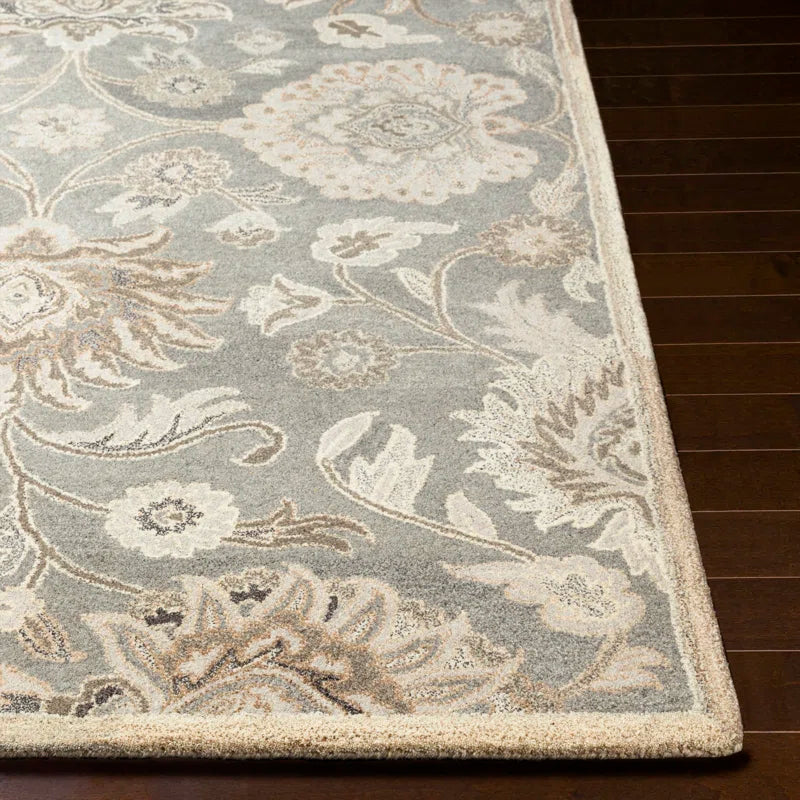 Elegant Floral Hand Tufted Wool Rug