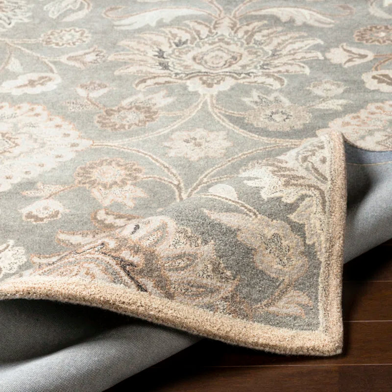 Elegant Floral Hand Tufted Wool Rug