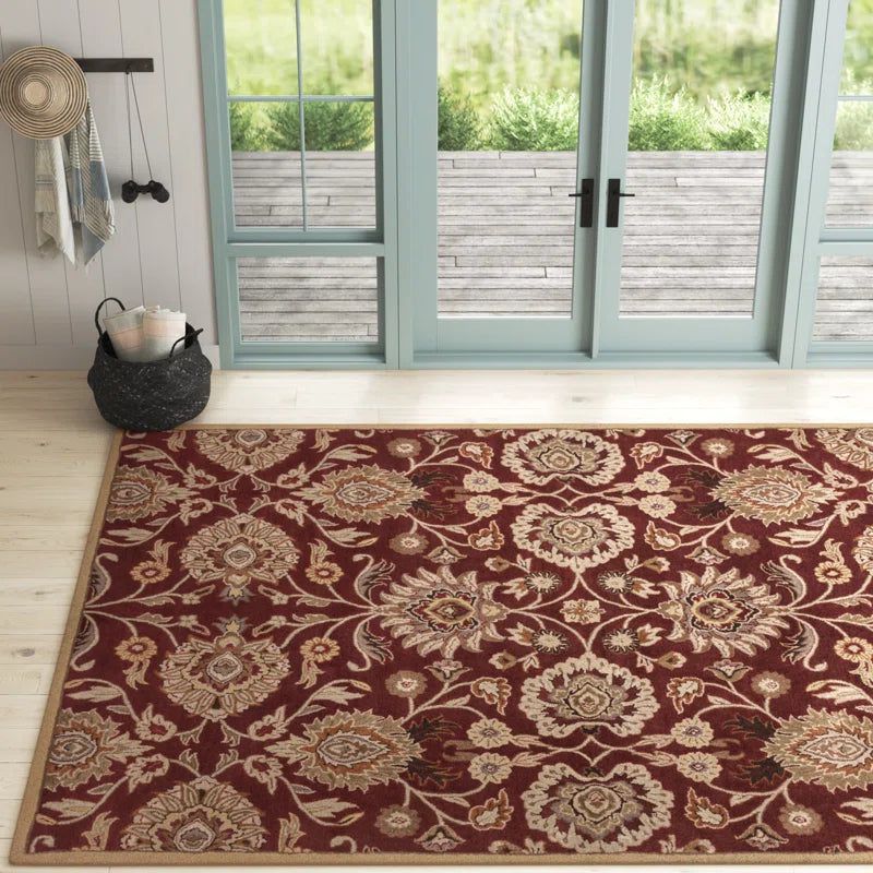 Traditional Red Wool Area Rug