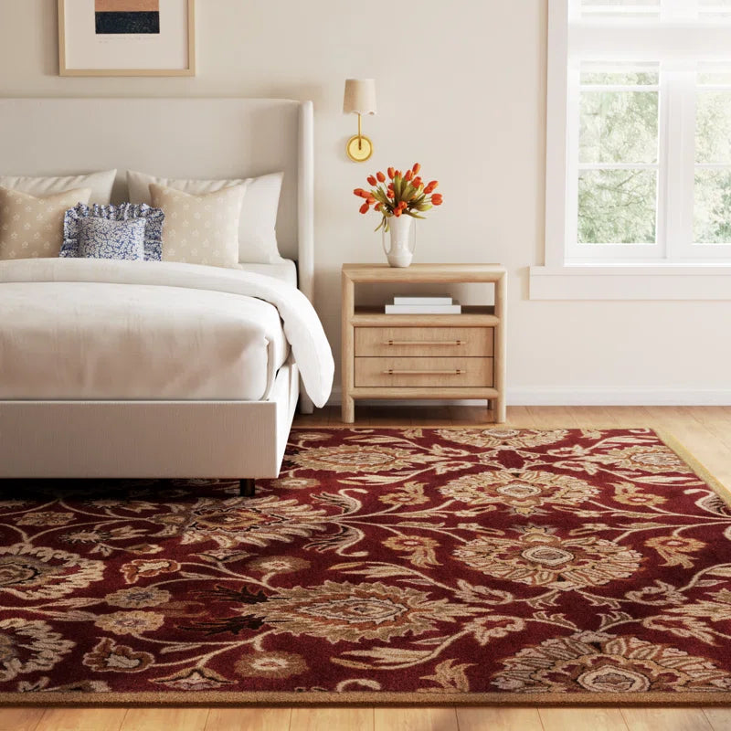 Traditional Red Wool Area Rug