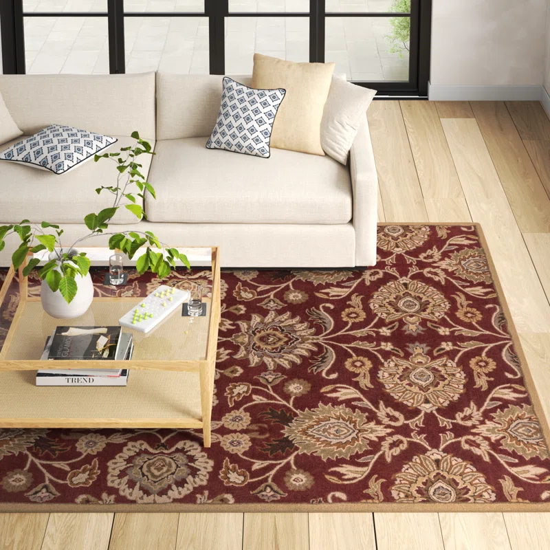Traditional Red Wool Area Rug
