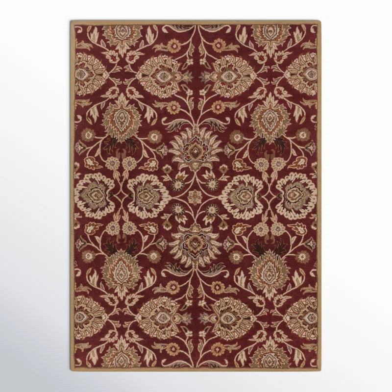 Traditional Red Wool Area Rug