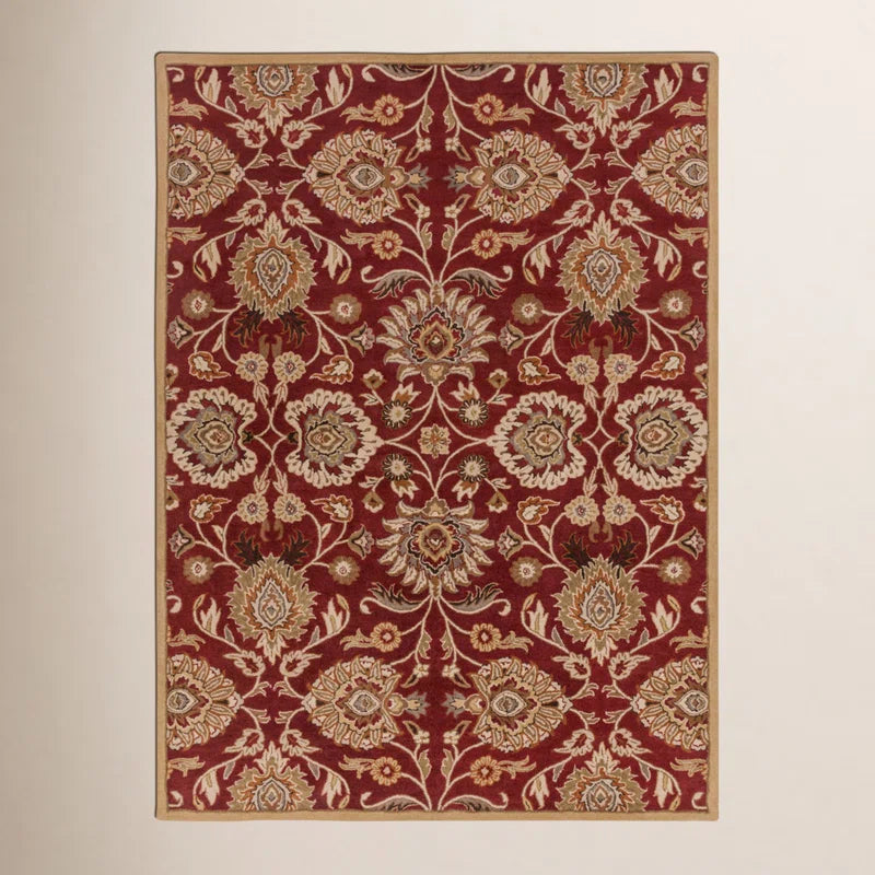 Traditional Red Wool Area Rug