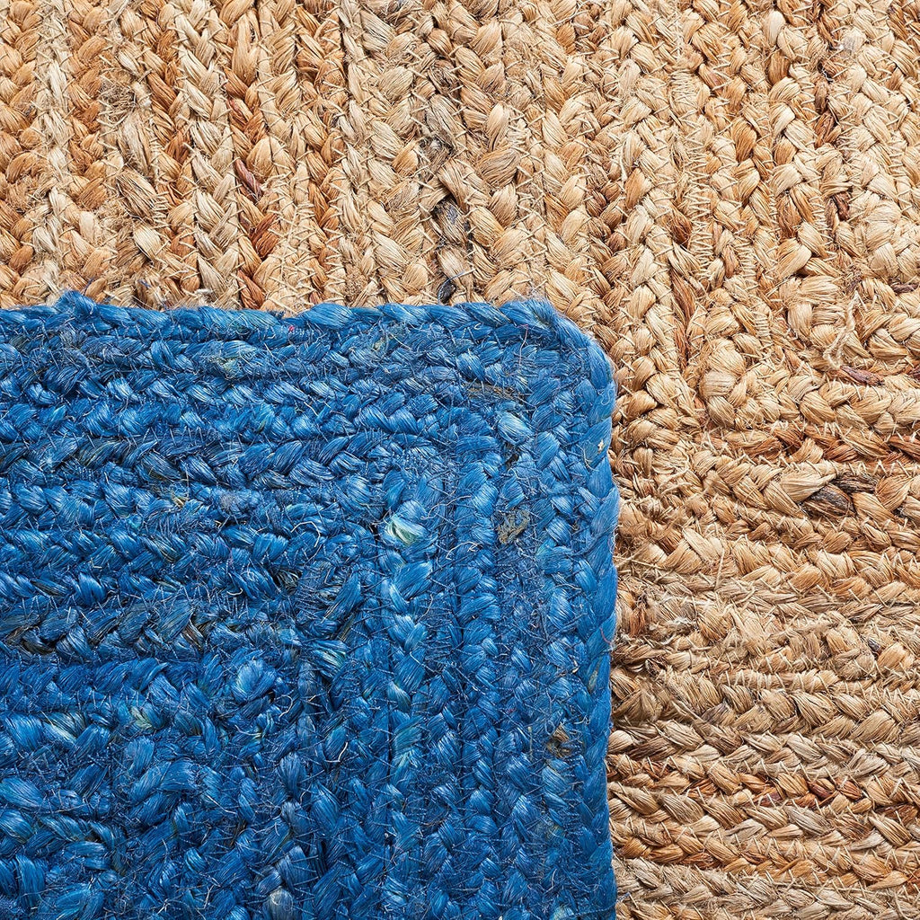 Contemporary Blue Border Jute Rug