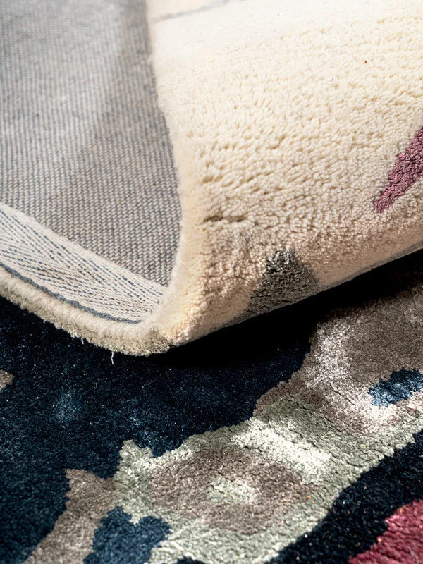 Vortex Multitonal Watercolor Agate Handcrafted Luxury Viscose Area Rug