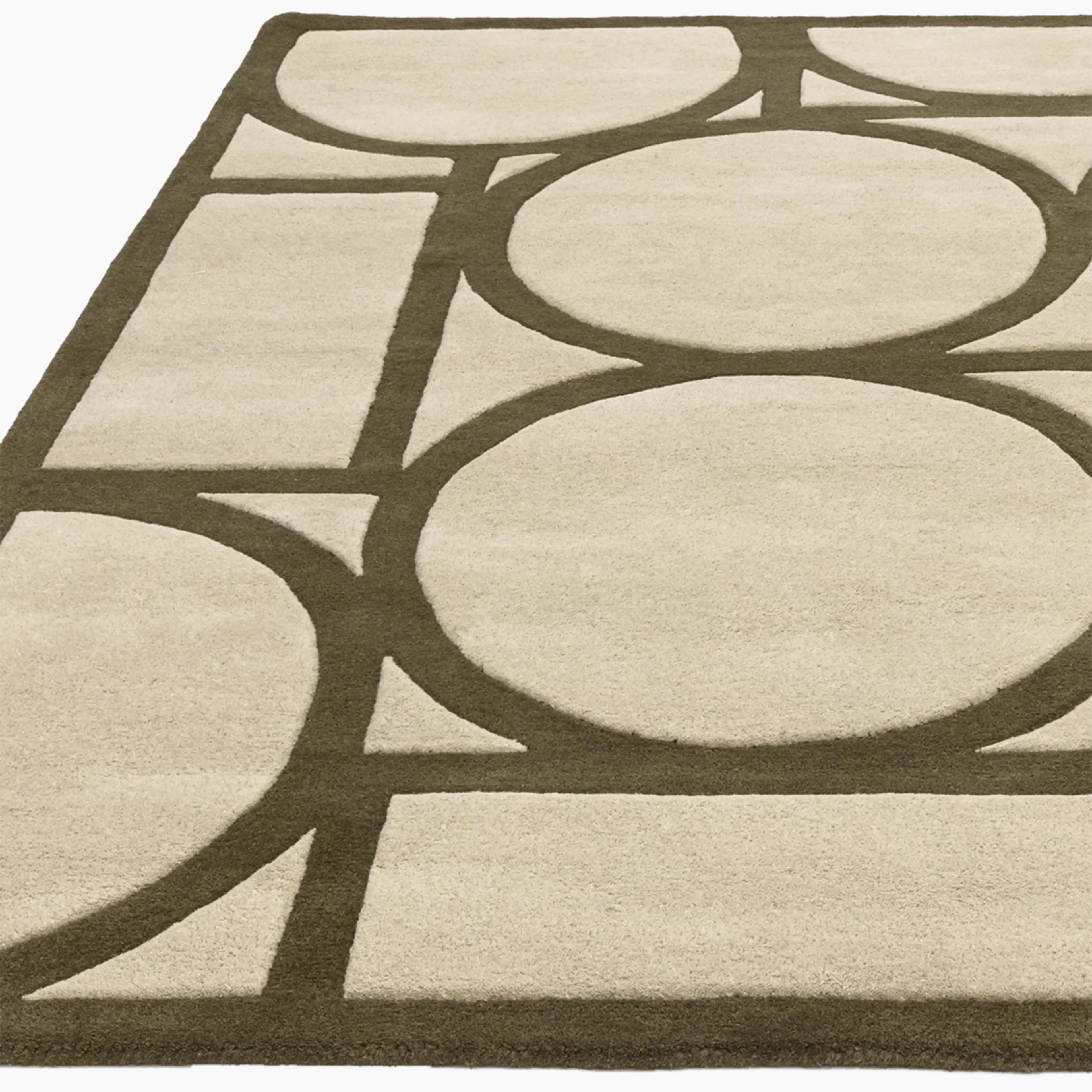 Ivory Circular Grid Modern Carpet