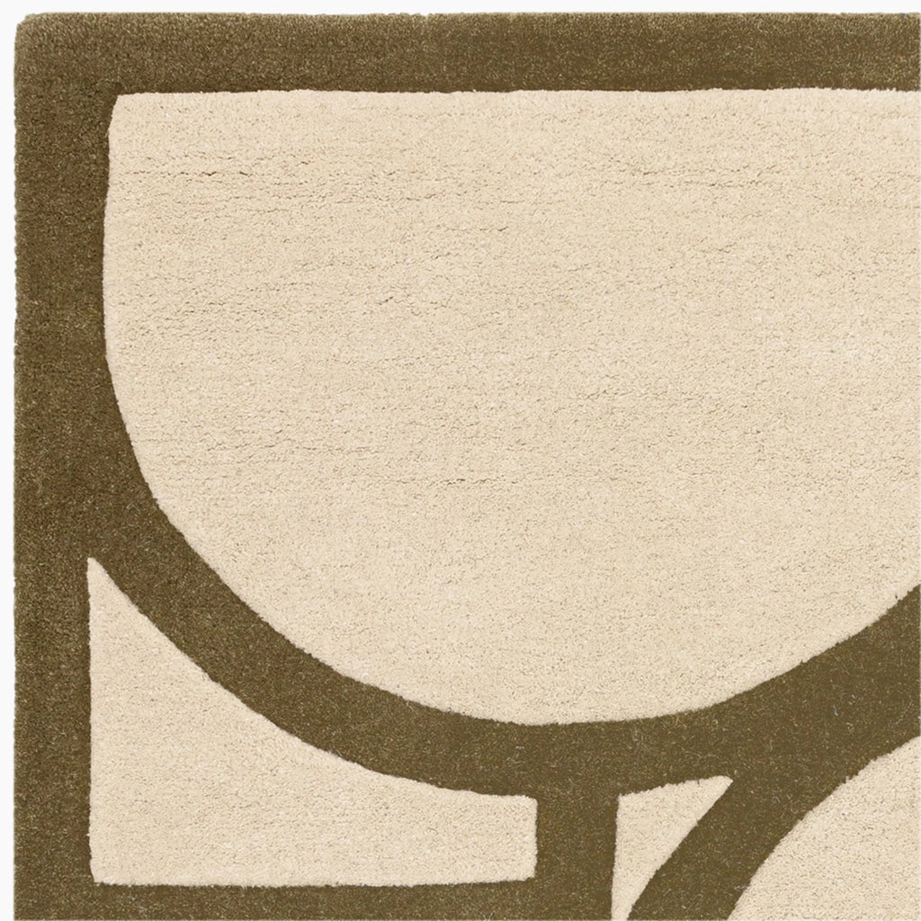 Ivory Circular Grid Modern Carpet