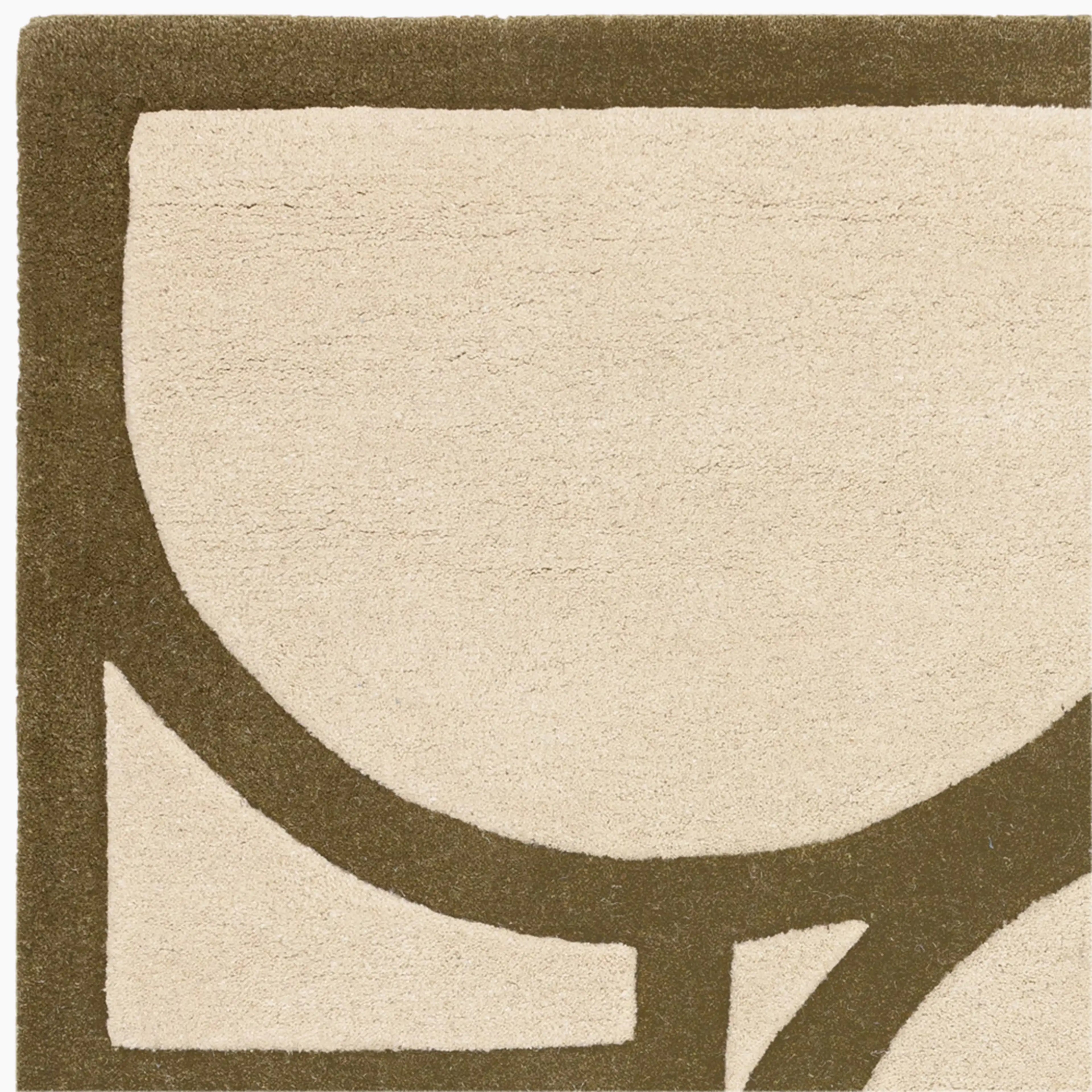 Ivory Circular Grid Modern Carpet