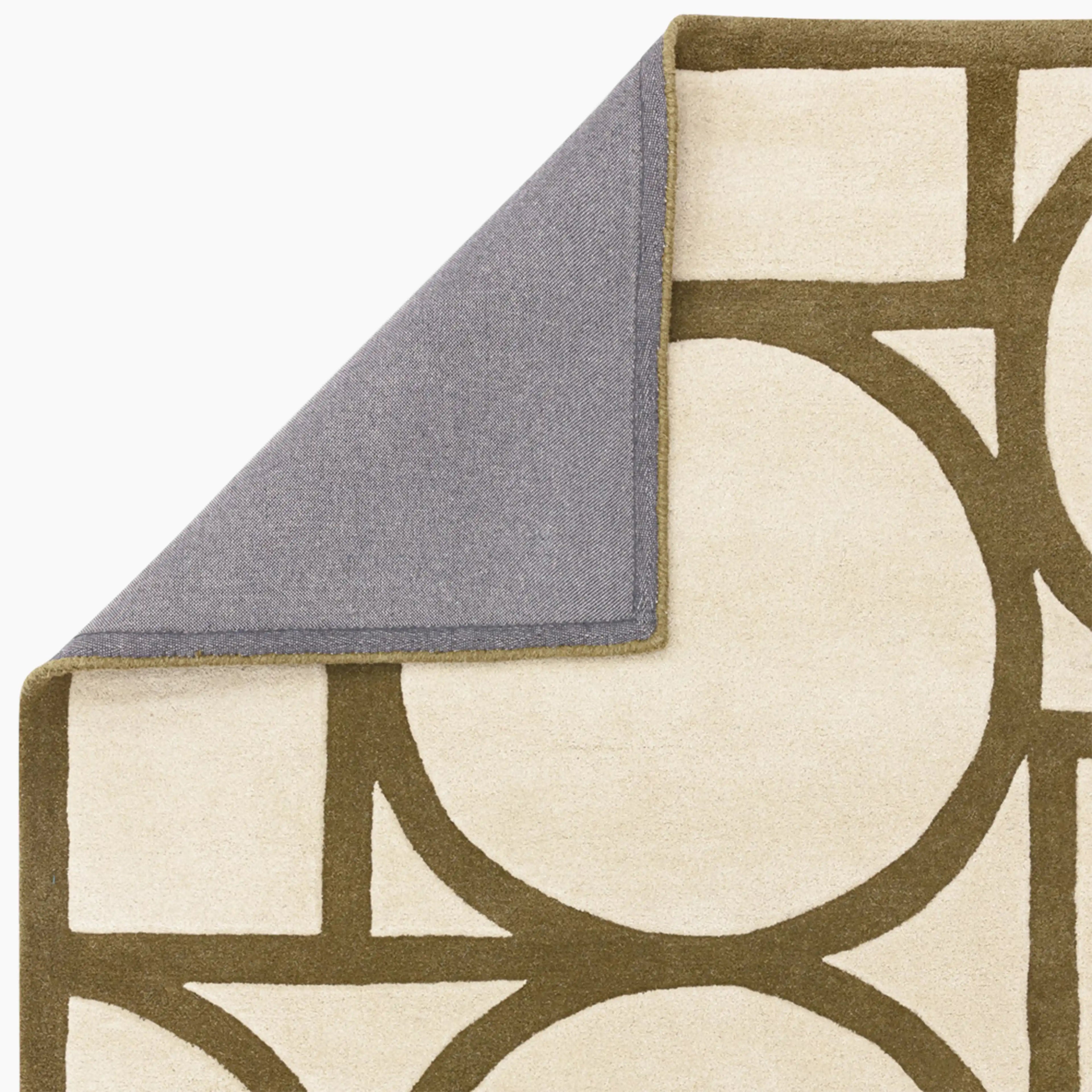 Ivory Circular Grid Modern Carpet