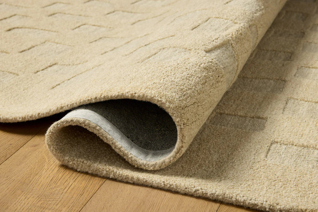 Beige Minimal Pebble Wool Rug