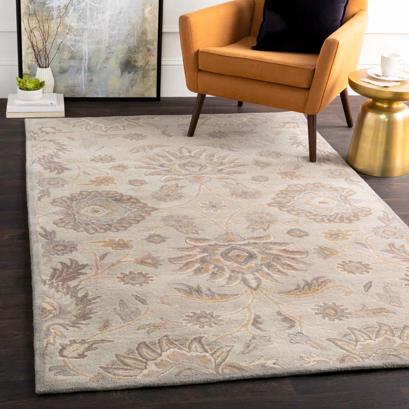 Classic Beige Floral Rug