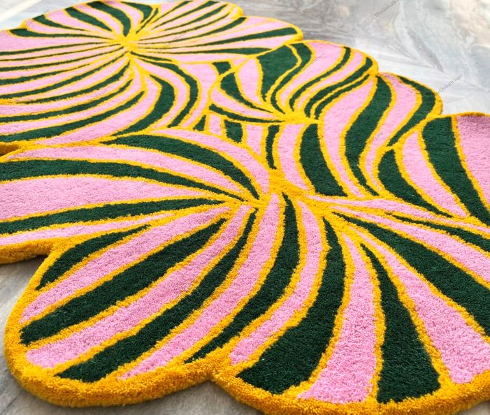 Pink Aurora Bloom Spiral Irregular Rug
