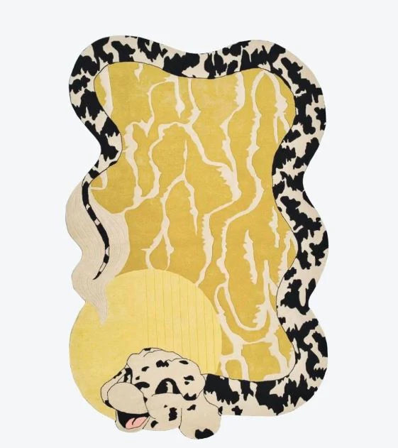 Mustard Yellow Irregular Hand Tufted Carpet New Zealand Wool